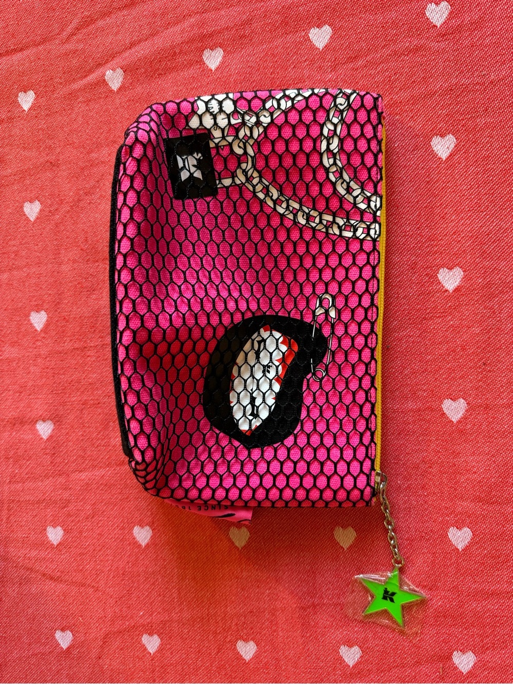 Kiehl's Neon Pink Mesh Cosmetic Bag